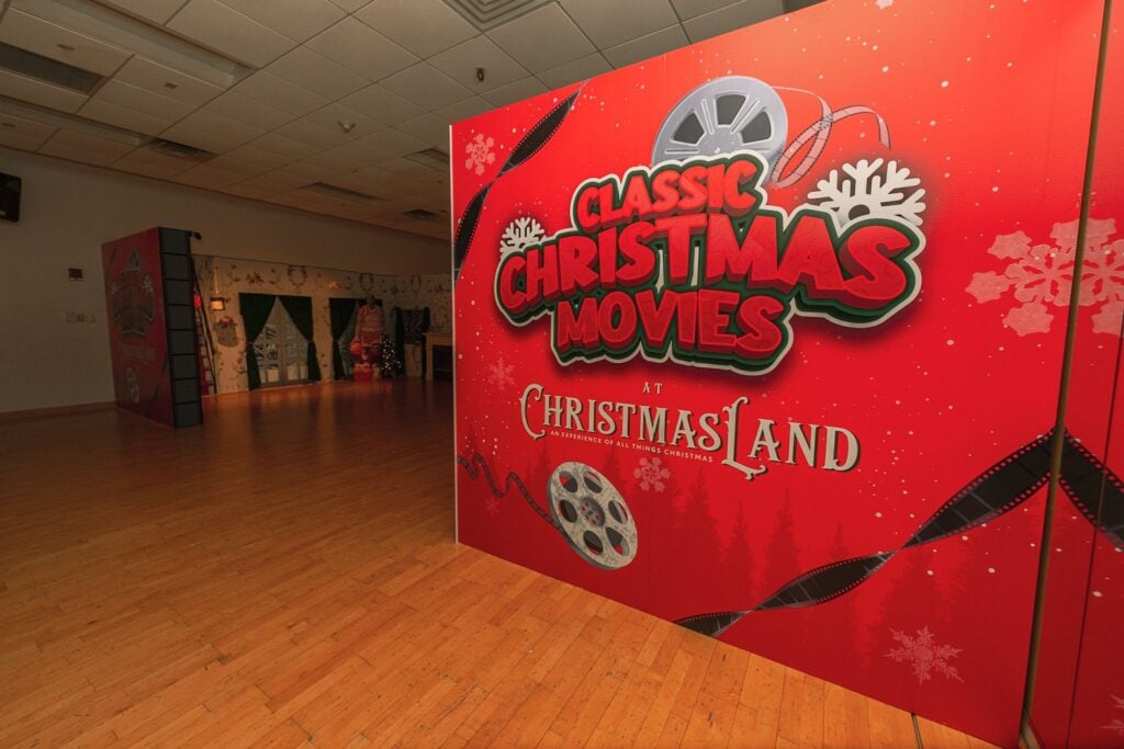Classic Christmas Movies wall at ChristmasLand