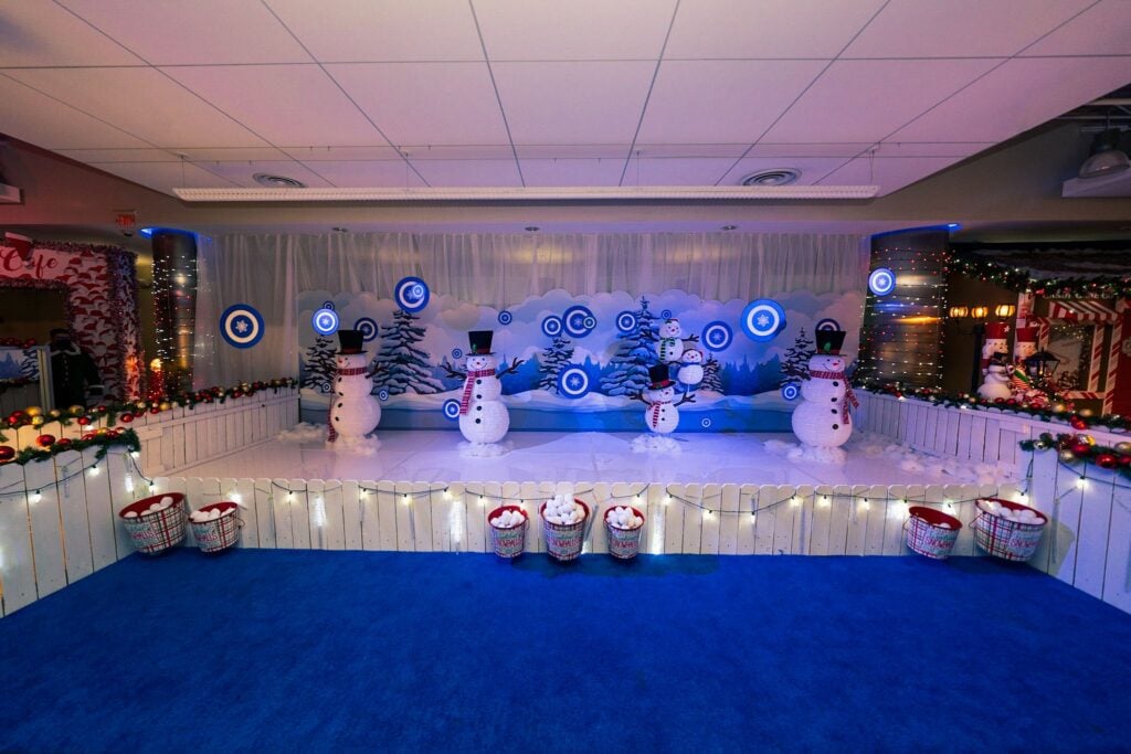 Ice Island snowmen set with blue lights at ChristmasLand
