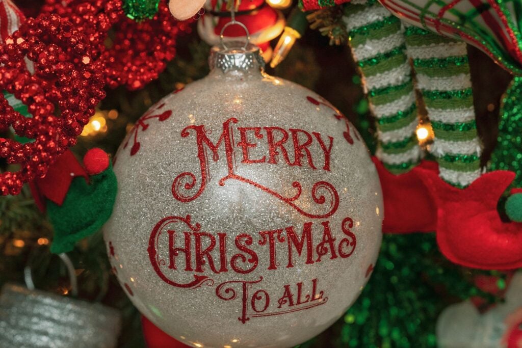 Merry Christmas To All glass ornament at ChristmasLand