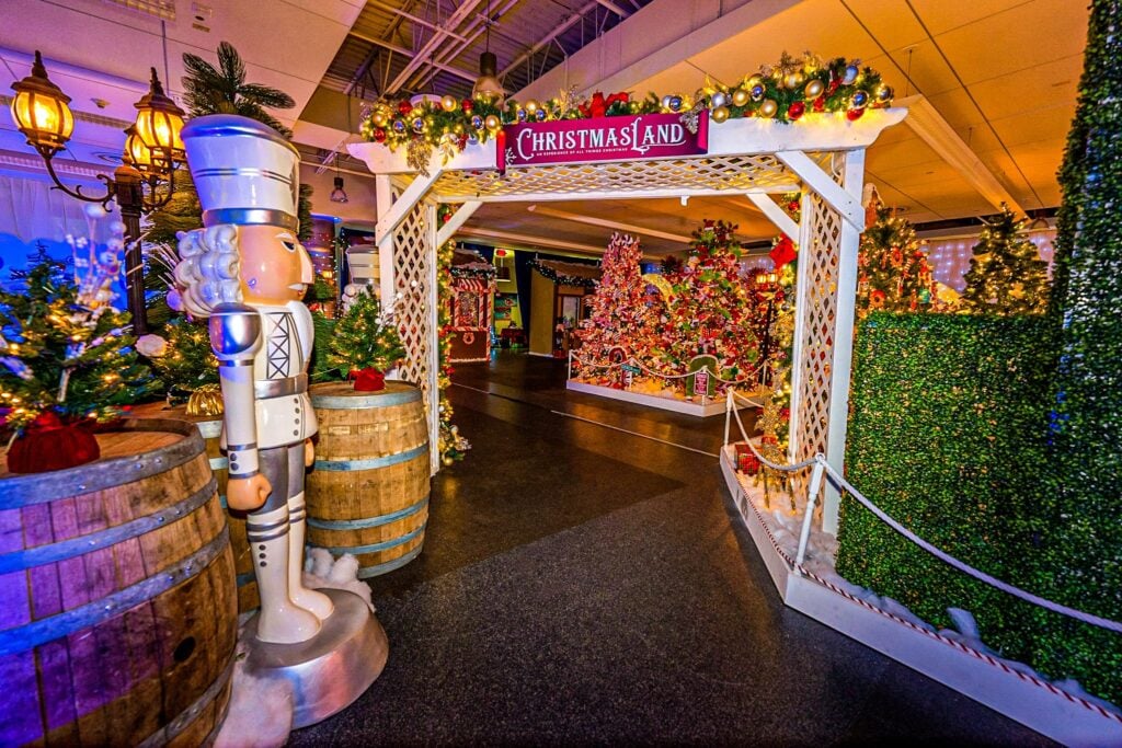 Nutcrackers and the ChristmasLand arbor entrance